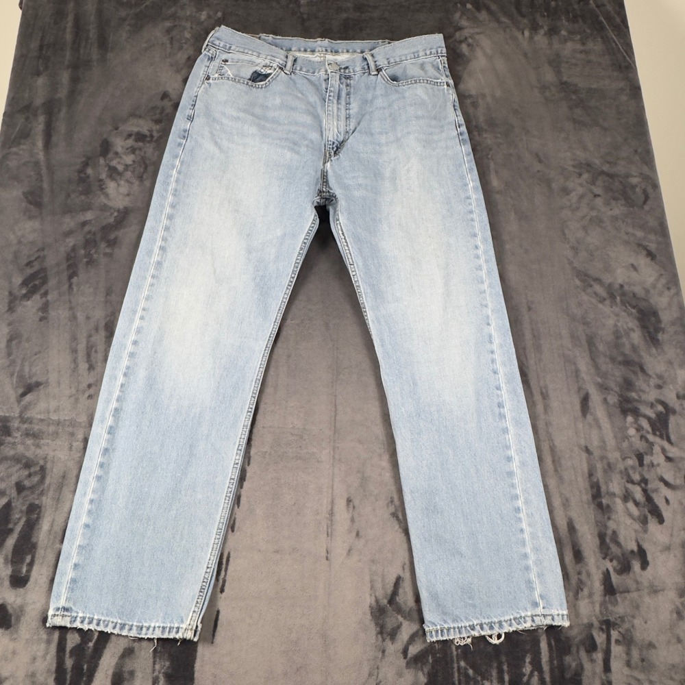 Levi's 505 Regular Fit Jeans Mens 38x32 Light Wash Blue Straight Leg Denim